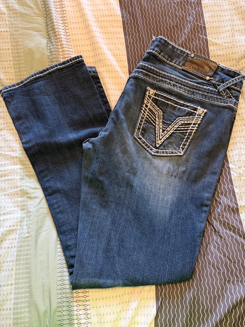 Vigoss Dark Blue Boot Cut Jeans with Embroidered Pocket